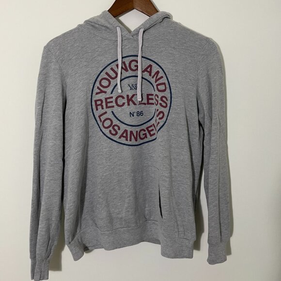 Young & Reckless Tops - Young & Reckless Graphic - Logo Hoodie - Gray M